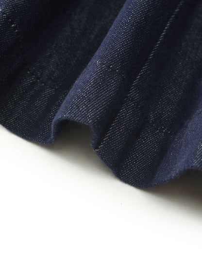Denim Pleated Women Half Skirt