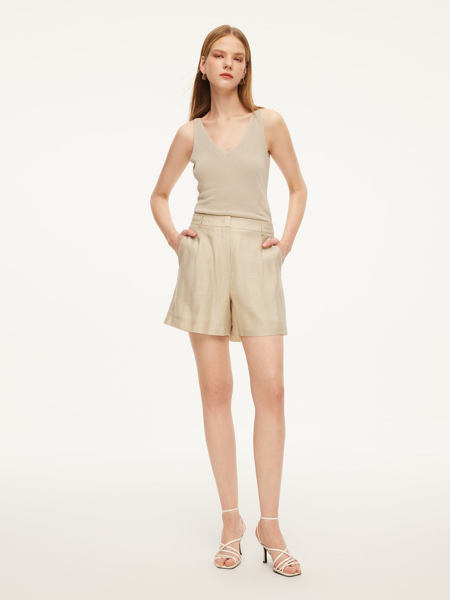 Tencel Acetate Linen Blend Women Shorts