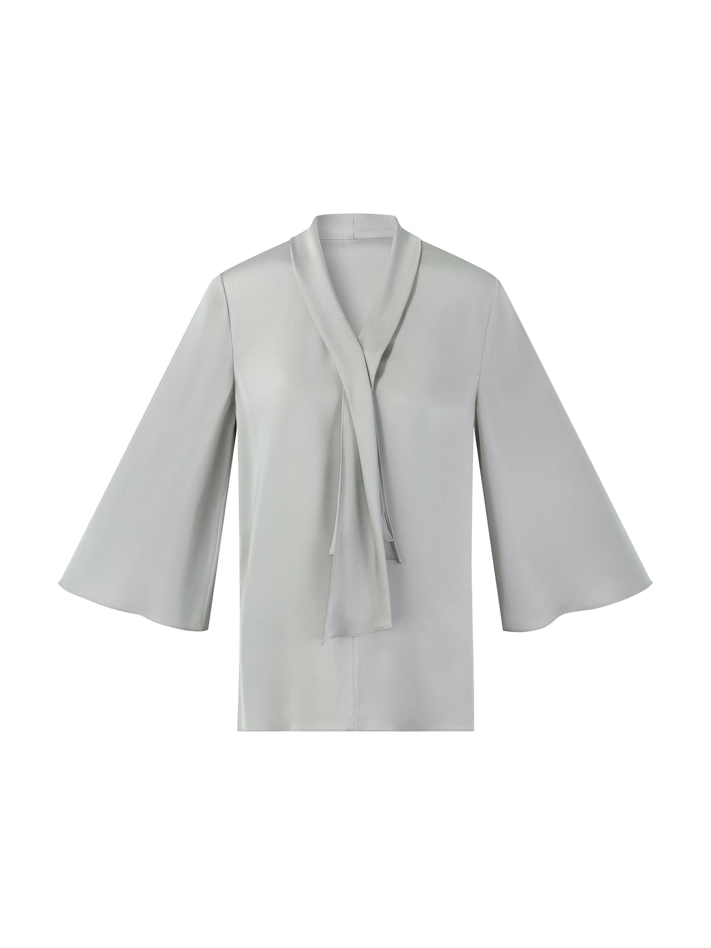 22MM Mulberry Silk Tie Neck Women 3/4 Sleeve Blouse
