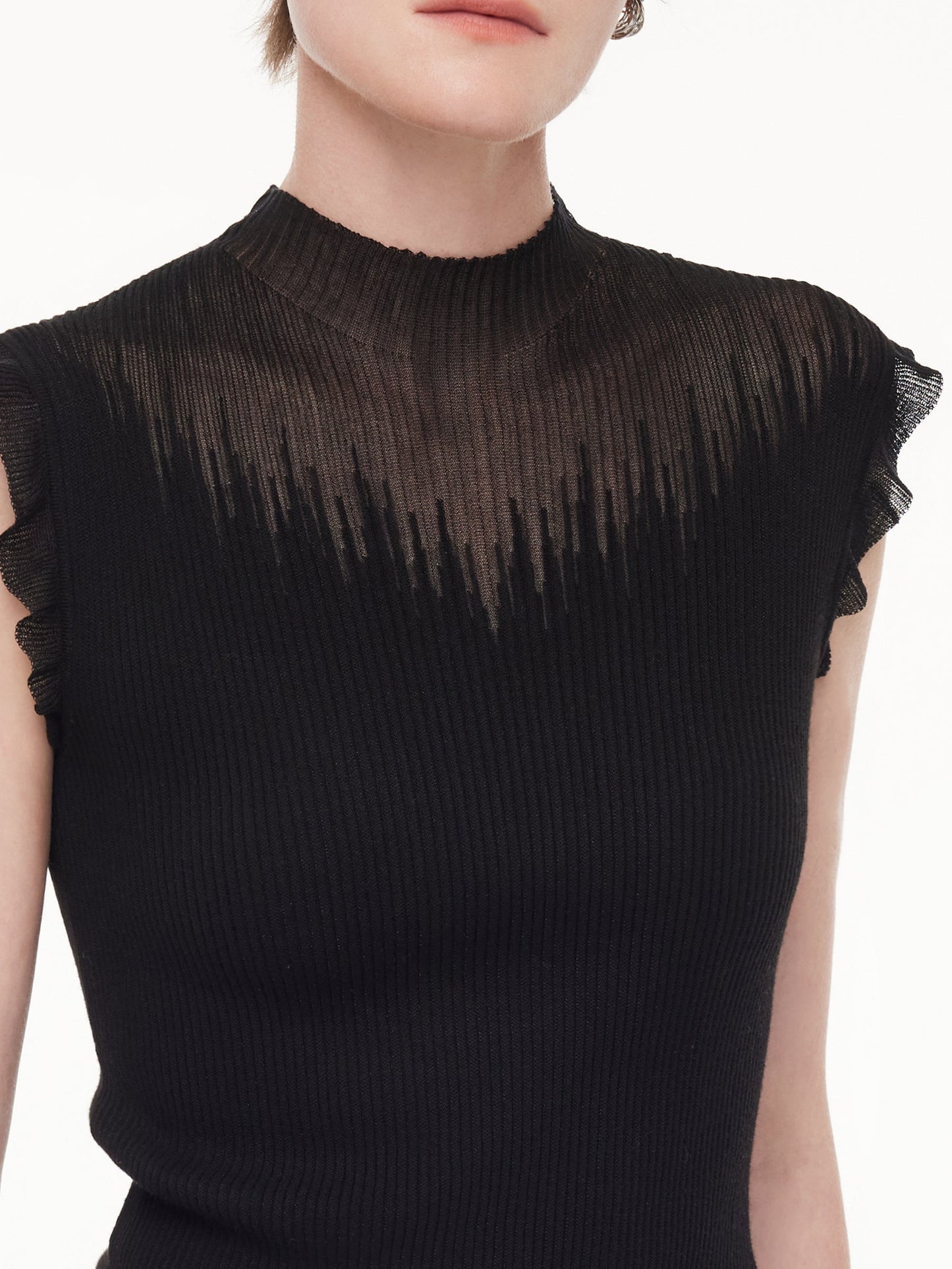 Ruffle Cuff Women Knit Tank Top