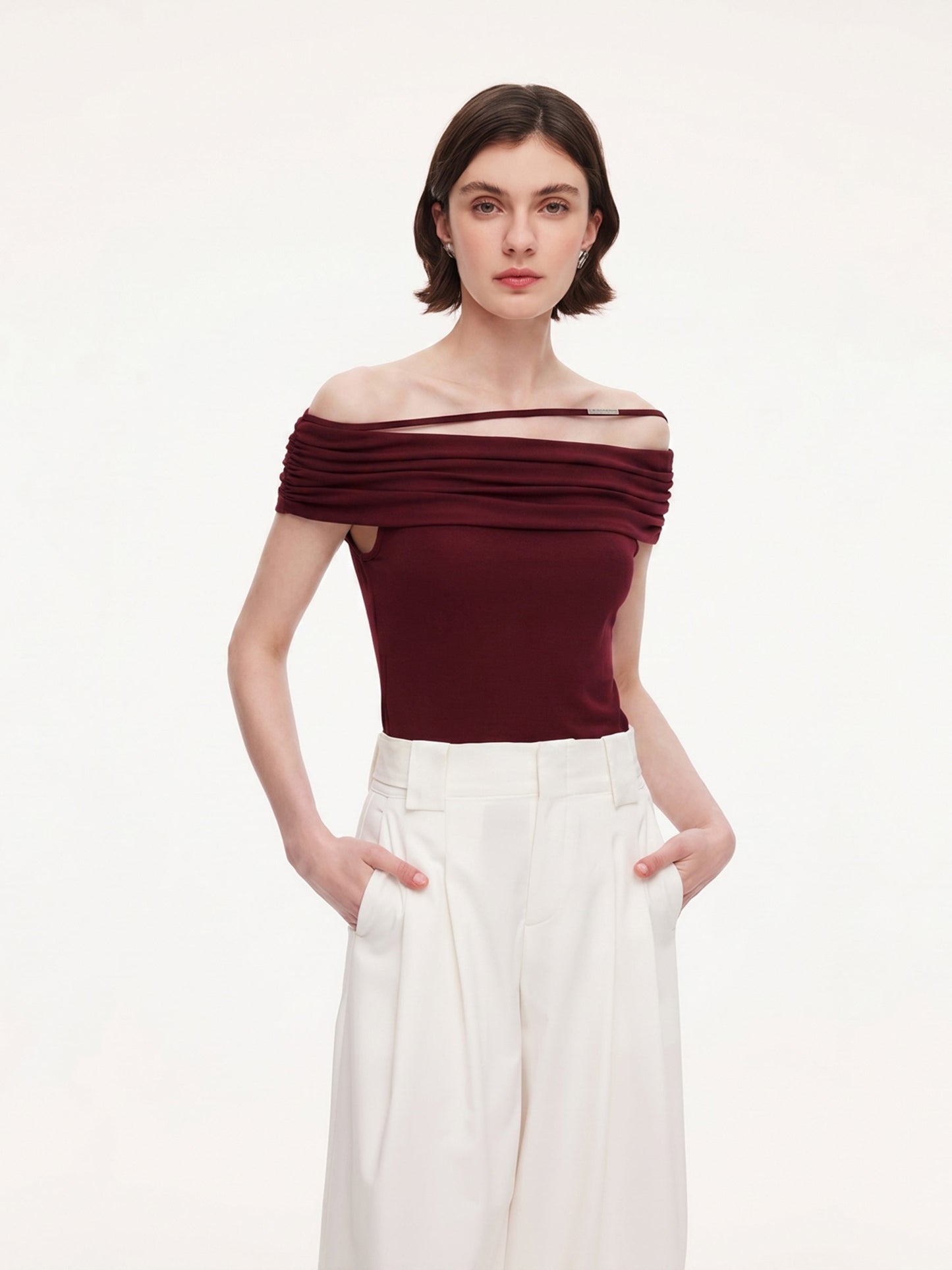 Modal Off Shoulder Women Stretchy Knit Top