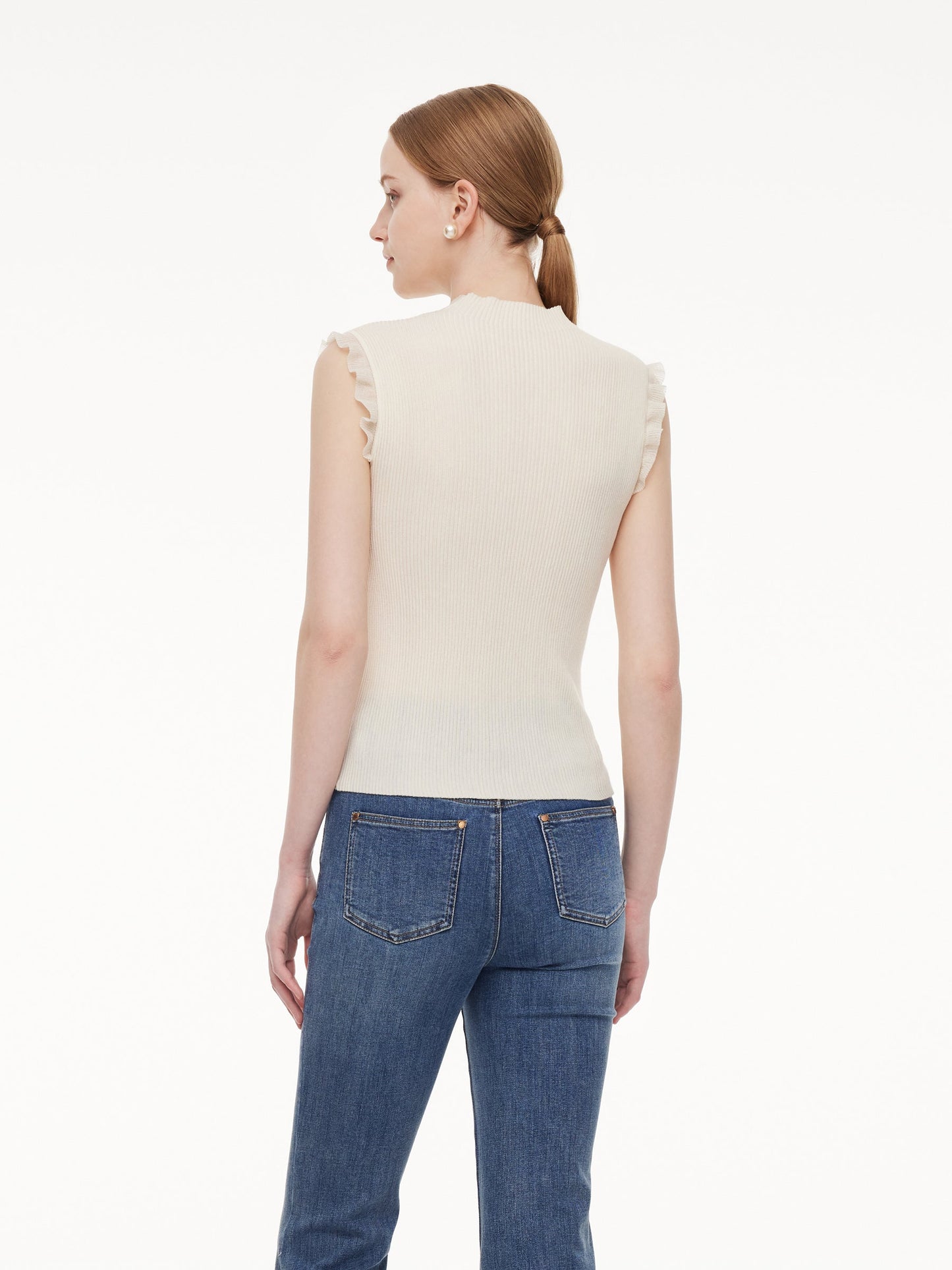 Ruffle Cuff Women Knit Tank Top