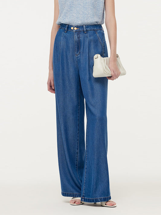 100% Tencel Denim Elastic Waist Women Jeans
