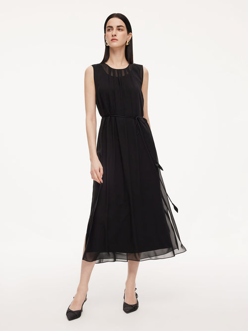 10MM Mulberry Silk Sleeveless Dress And 100% Acetate Sleeveless Dress Two-Piece Set