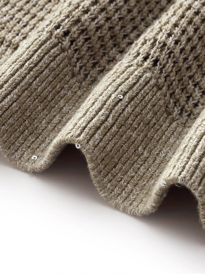 Linen Sequins Openwork Women Knit Tank Top