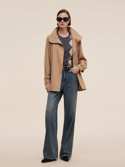 100% Worsted Wool Women Trench Coat