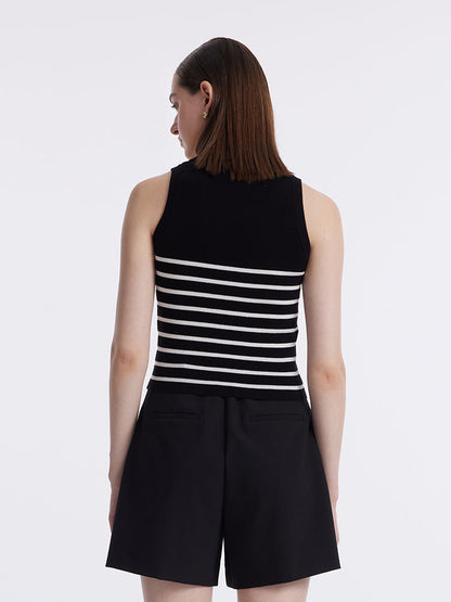 Acetate Cotton Knitted Striped Tank Top