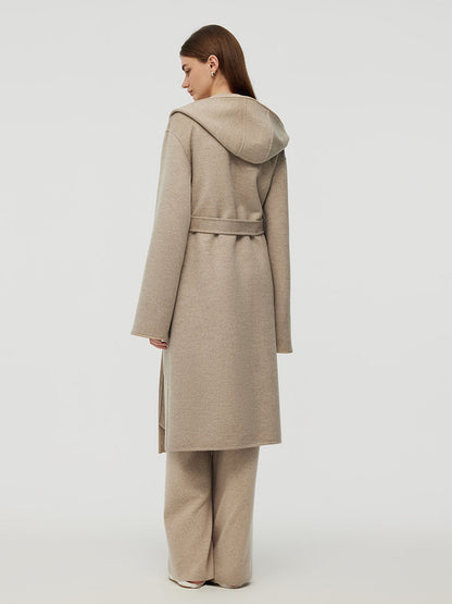 100% Wool Reversible Hooded Women Overcoat