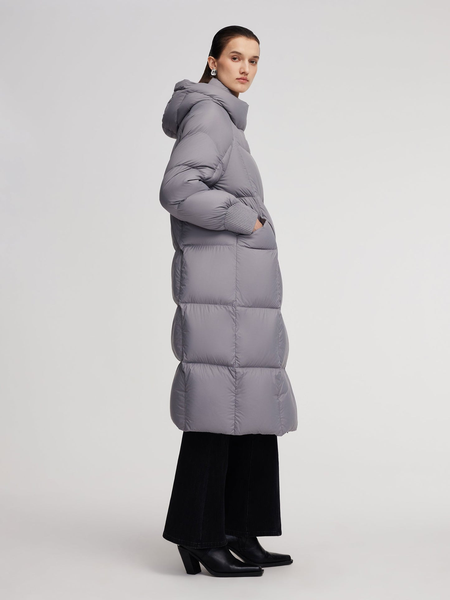 Lightweight Windproof Hooded Long Goose Down Coat