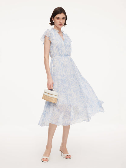 10MM Mulberry Silk Floral Print Women Maxi Dress