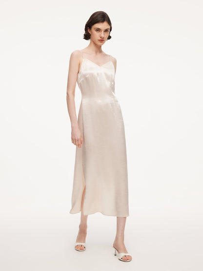 100% Acetate Openwork Crochet Tank Top And Slip Dress Two-Piece Set