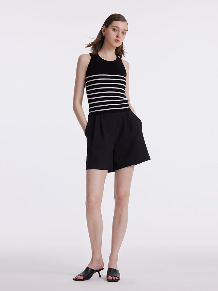 Acetate Cotton Knitted Striped Tank Top