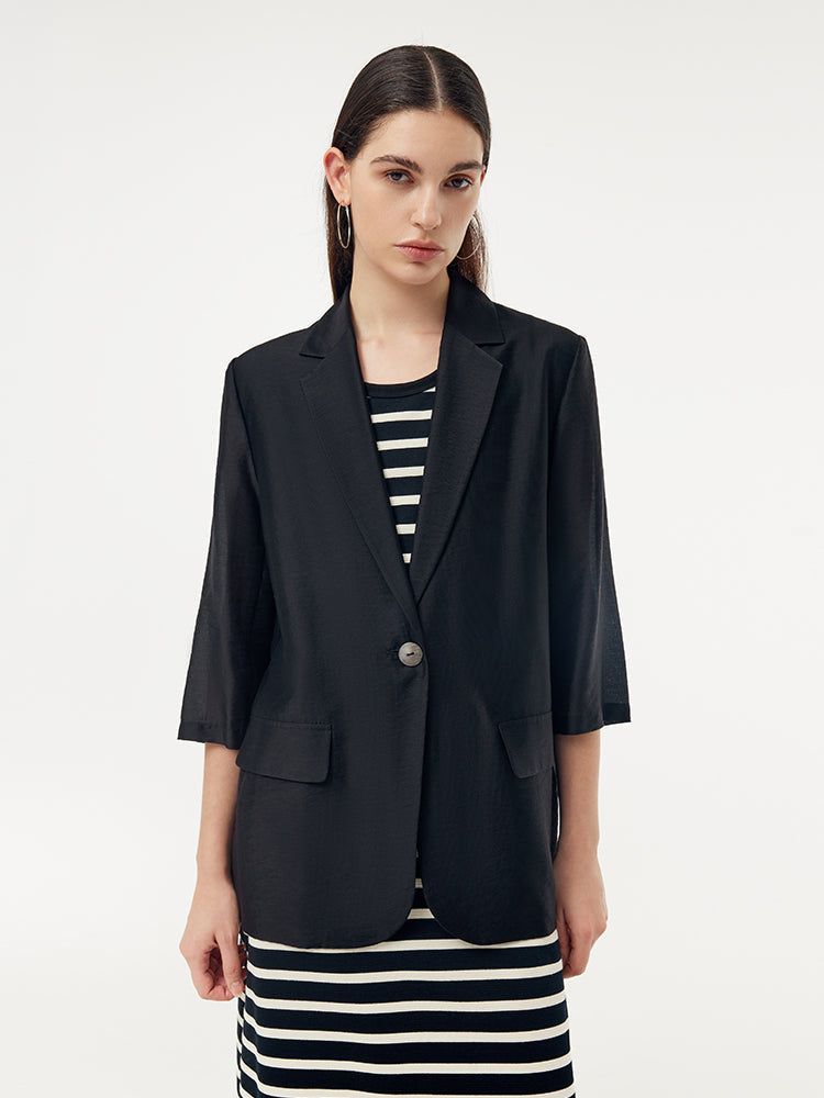 Tencel One Button Women Blazer