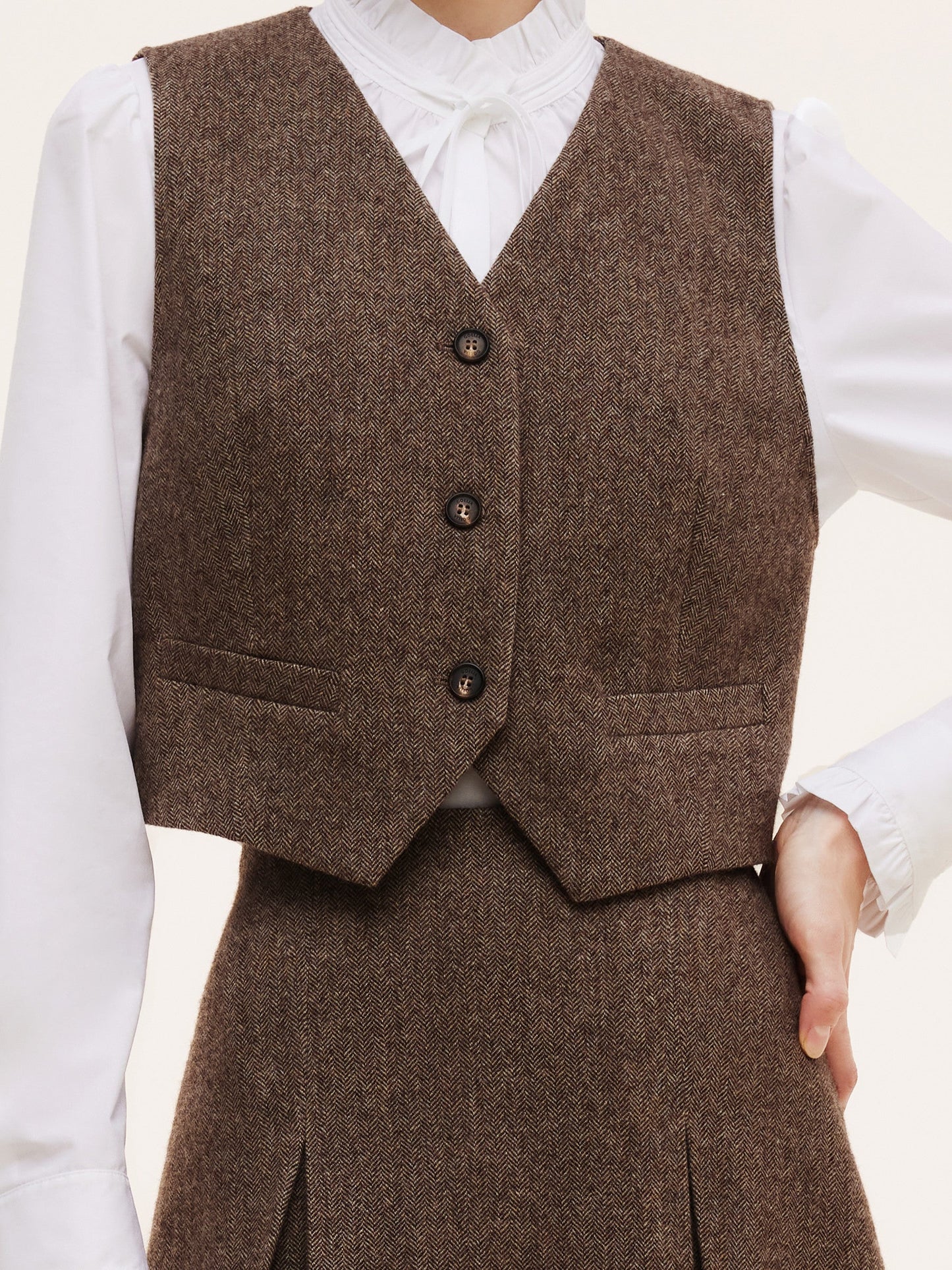 100% Washable Wool V-Neck Women Vest