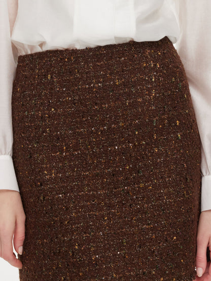 [Preview] Wool Blend Tweed Sequins Women A-Line Skirt