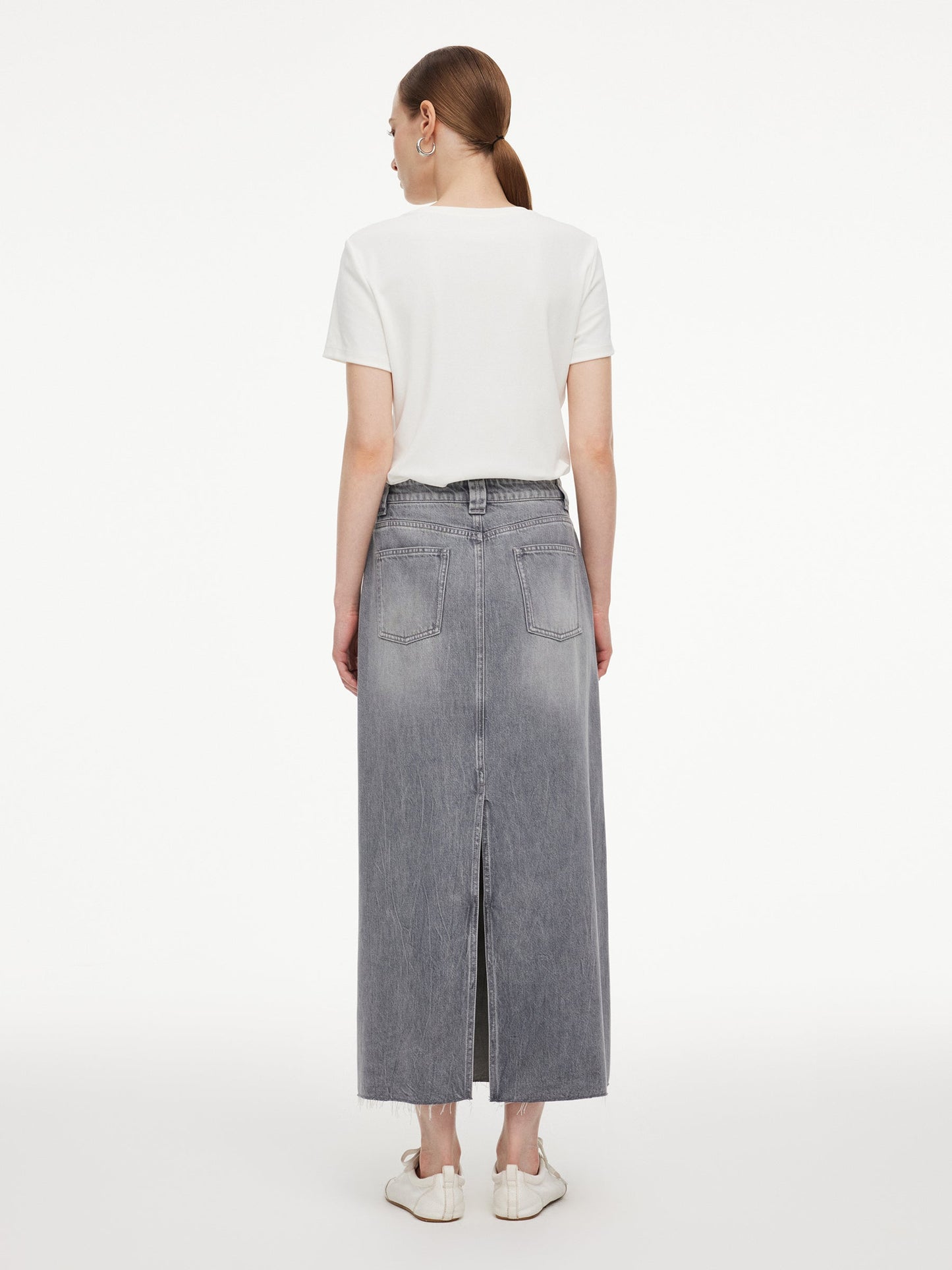 Lyocell Cotton Blend Denim Women Column Skirt