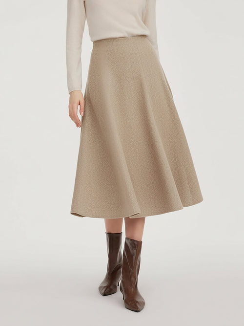 100% Washable Wool Women A-Line Flared Skirt