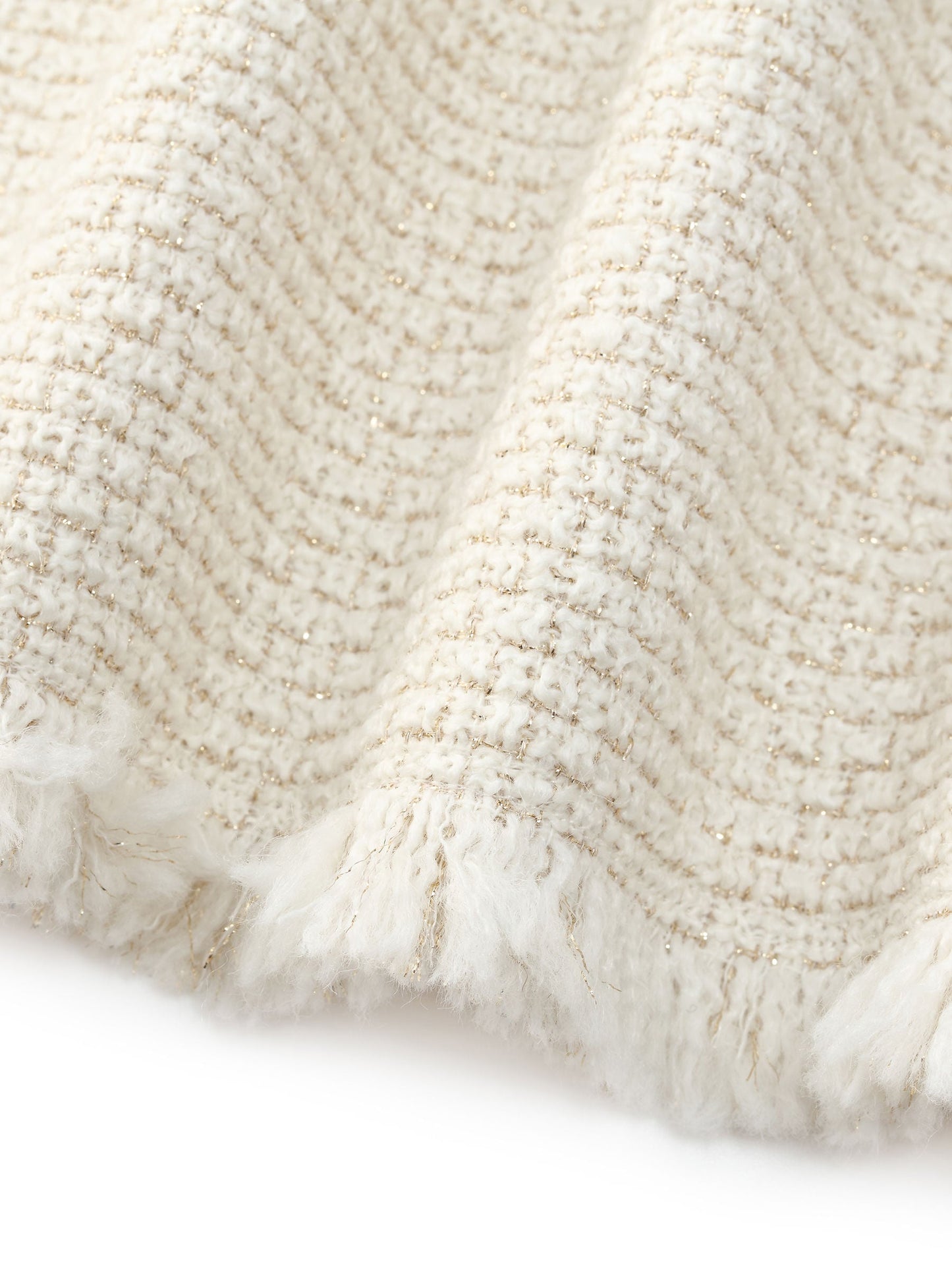 Wool Blend Tweed Fringe Trim Women Jacket