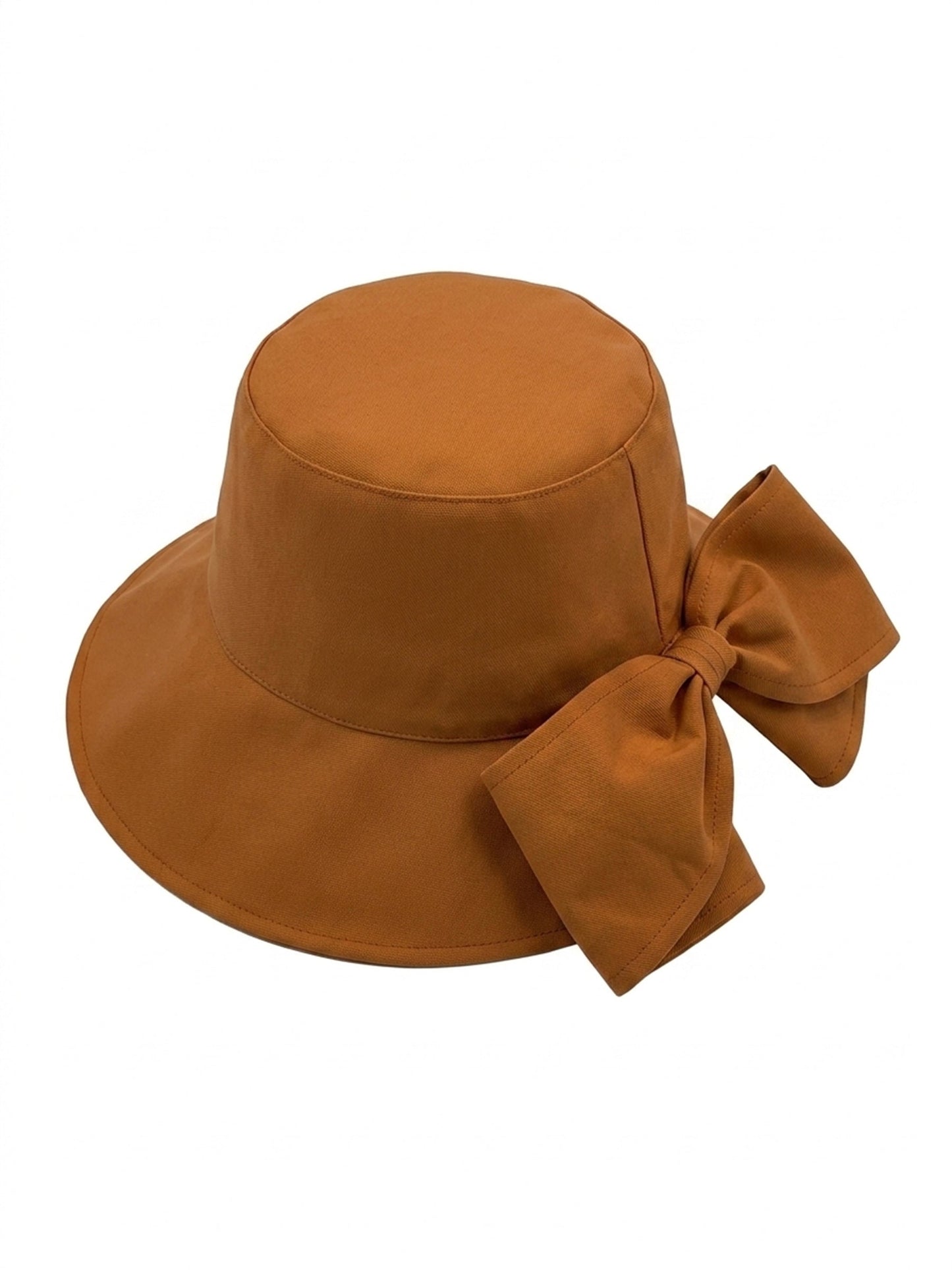 Gold Camel Bowknot Detail Bucket Hat
