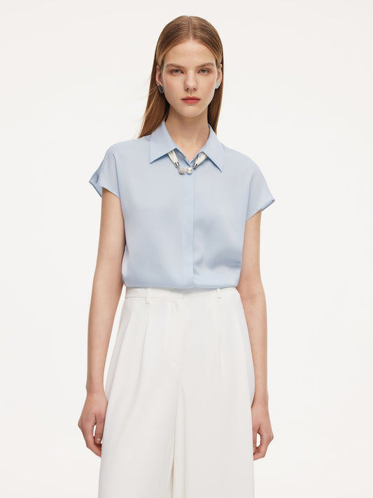 22MM Mulberry Silk Women Shirt With Silk Scarf