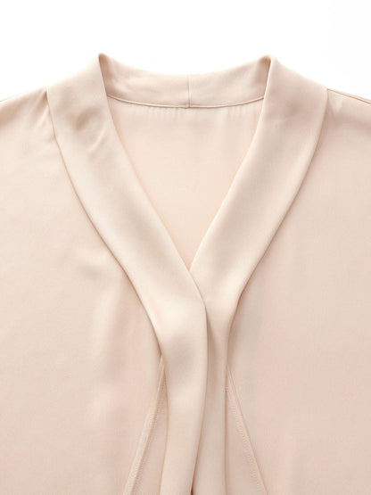 22MM Mulberry Silk Tie Neck Women Blouse