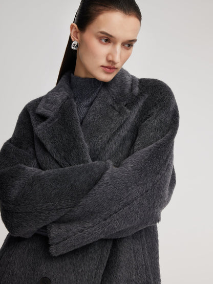 Brushed Alpaca Wool Blend Unisex Overcoat