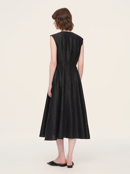 18MM Gambiered Canton Gauze Women Cap Sleeve Maxi Dress