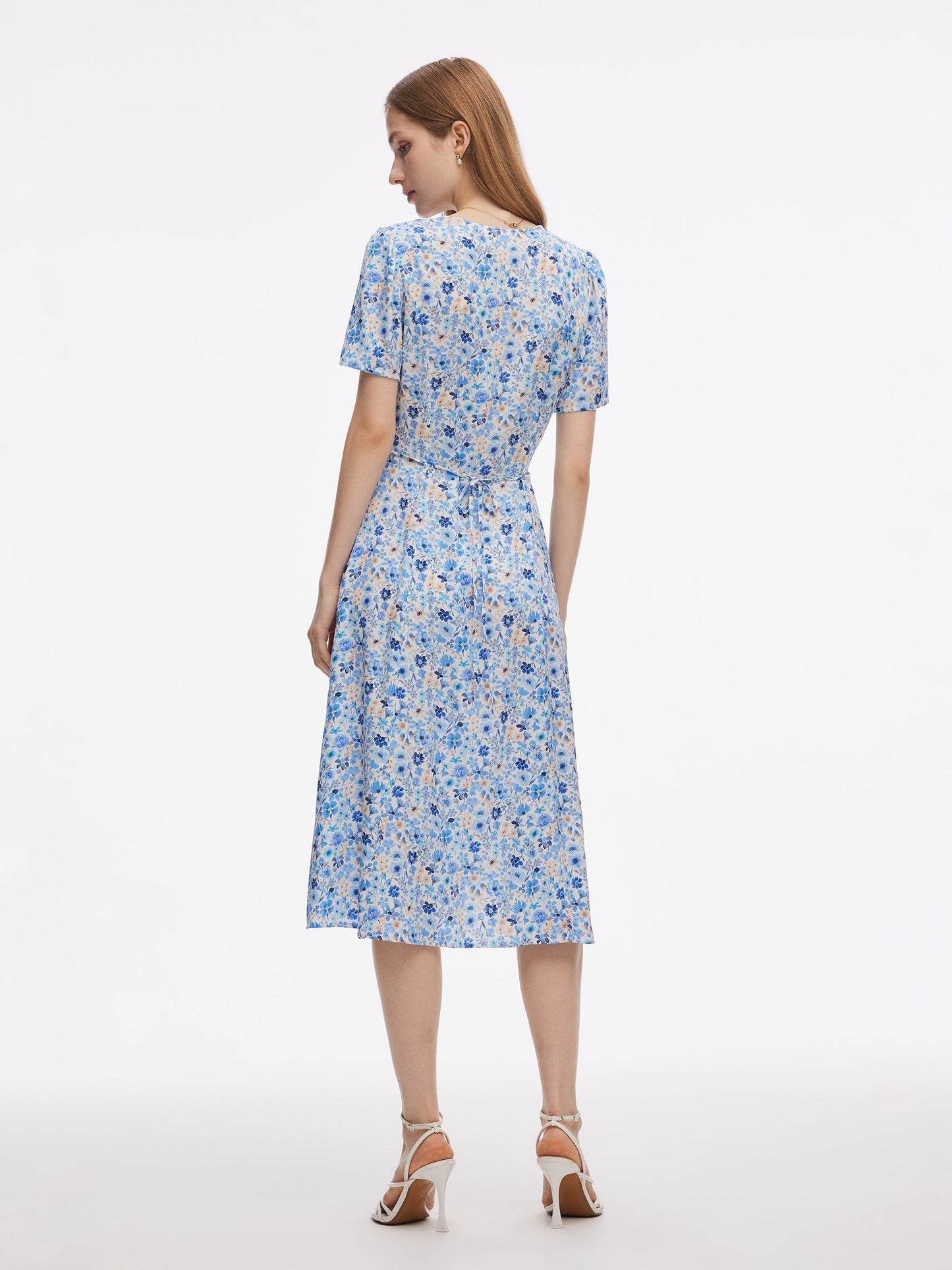 19MM Mulberry Silk Floral Print Women Midi Dress
