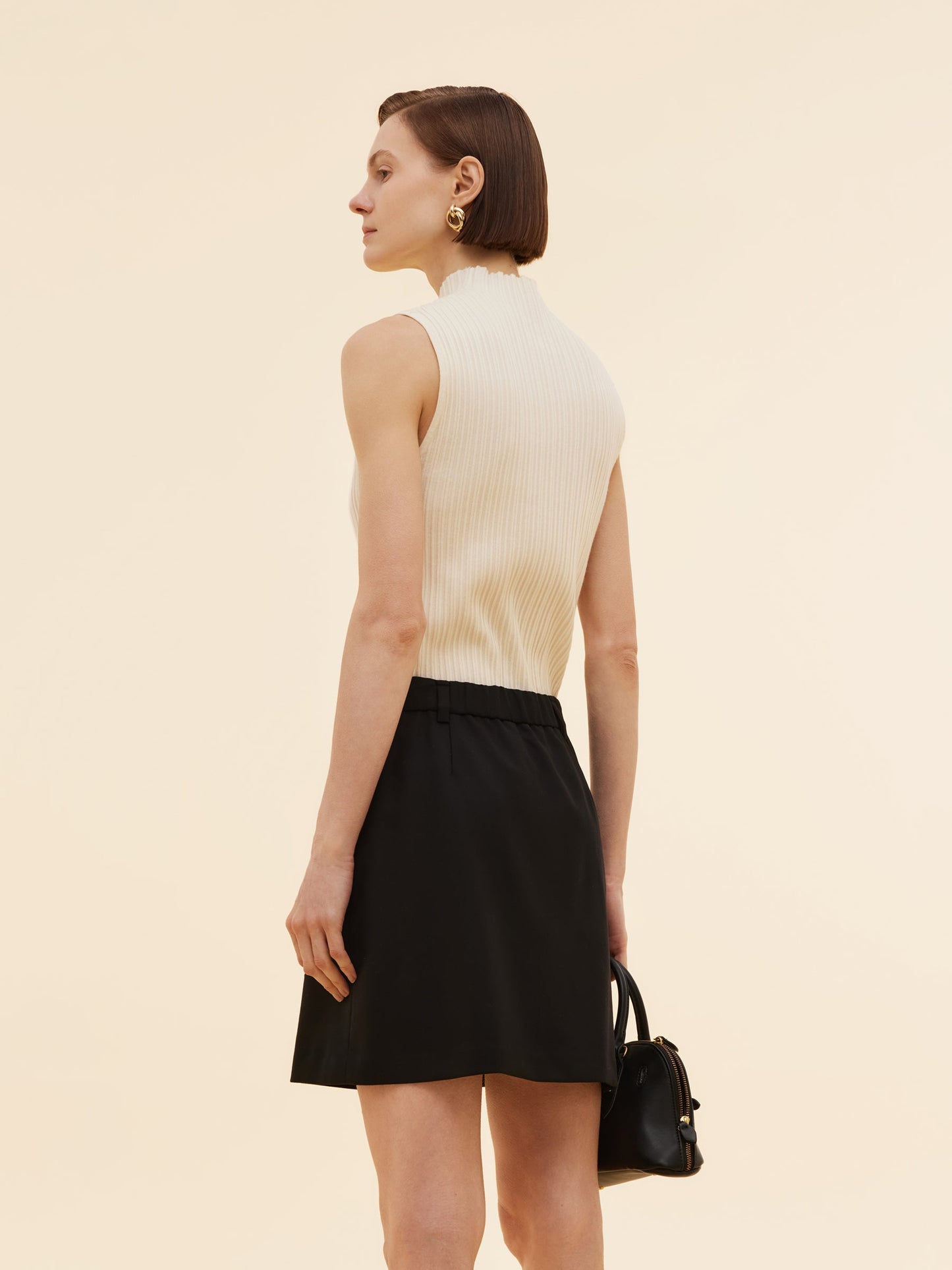 Tencel Blend Women Mock Neck Knit Tank Top