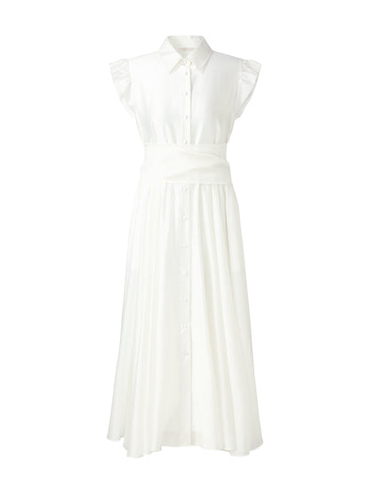 Tencel Blend Ruffle Cap Sleeve Women Maxi Dress