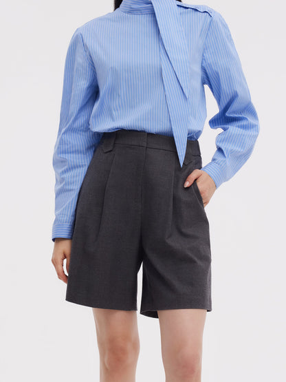 Wool Blend Women A-Line Shorts