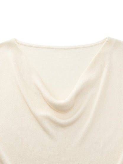 Tencel Mulberry Silk Cowl Neck Women Cap Sleeve Knit Top