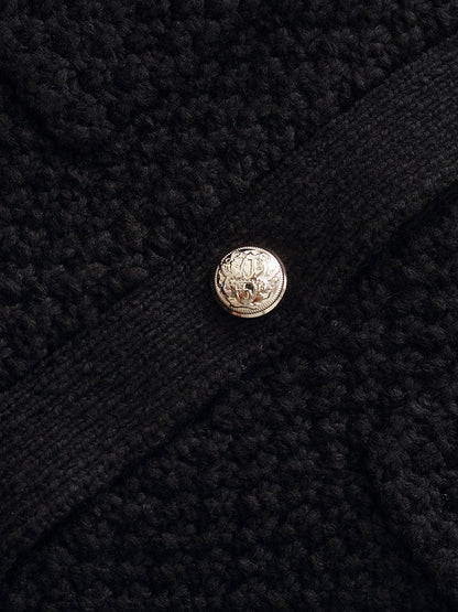 Openwork Round Neck Knitted Women Cardigan