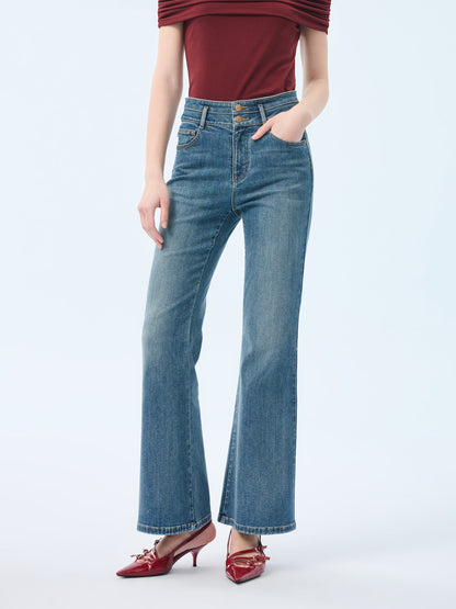 Denim Micro-Flared Women Ankle-Length Jeans