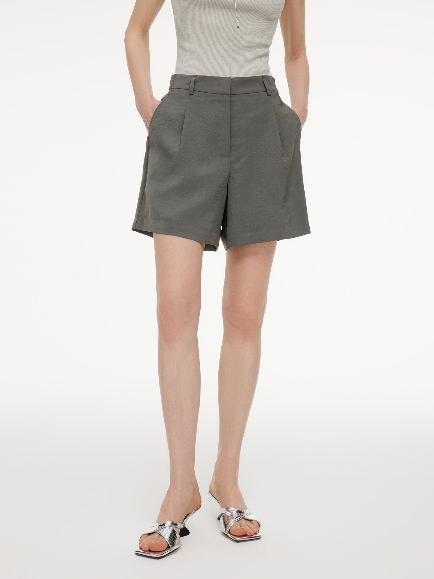 Triacetate Blend Women A-Line Shorts