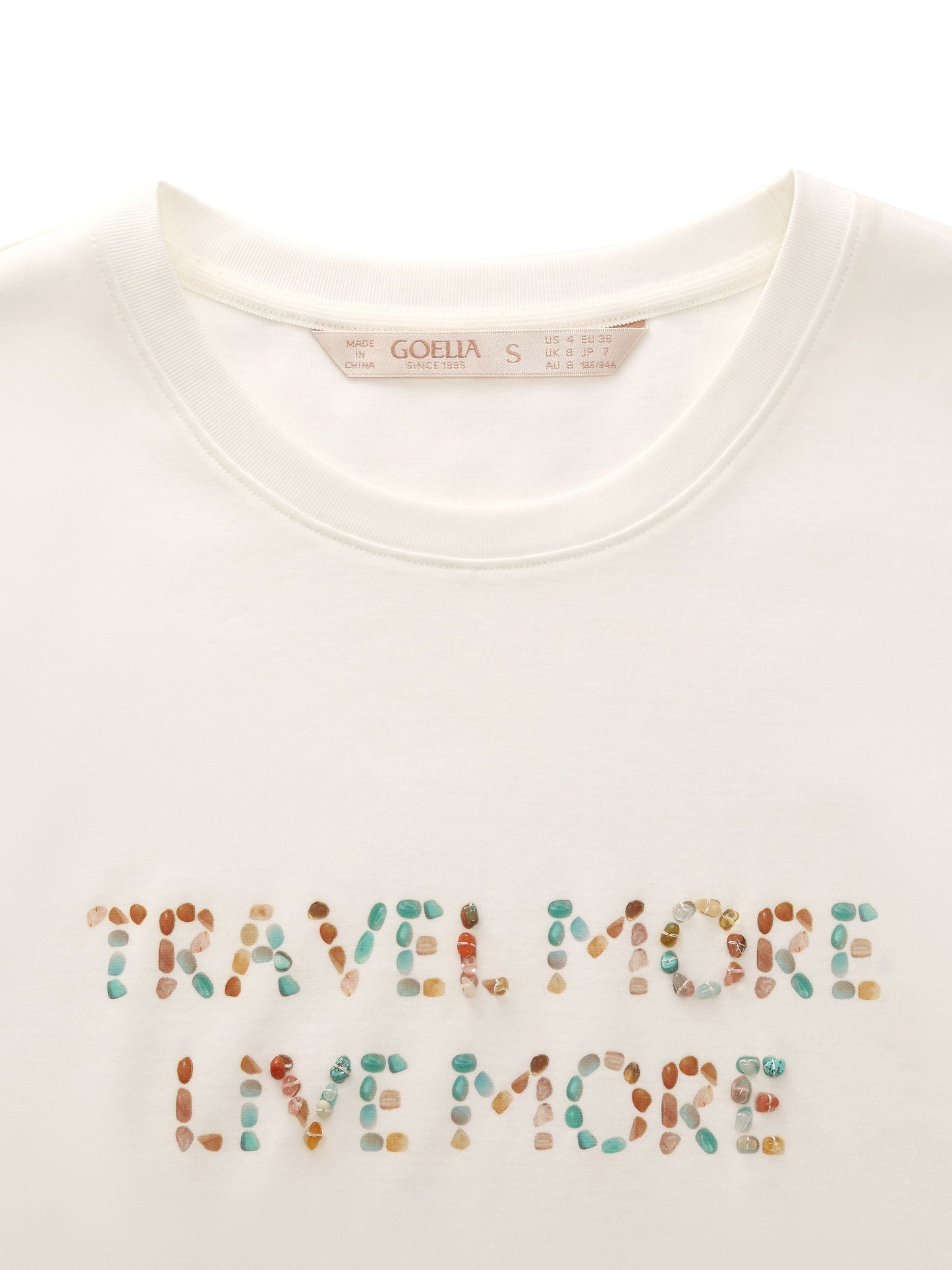 100% Cotton Beaded Letter Women T-Shirt