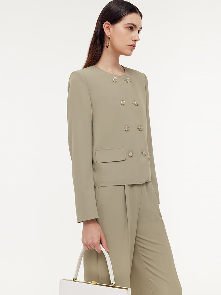 Stretch Double-Breasted Women Jacket