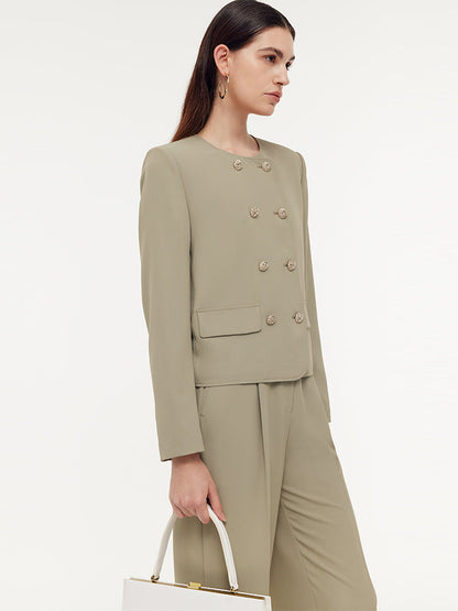 Stretch Double-Breasted Women Jacket