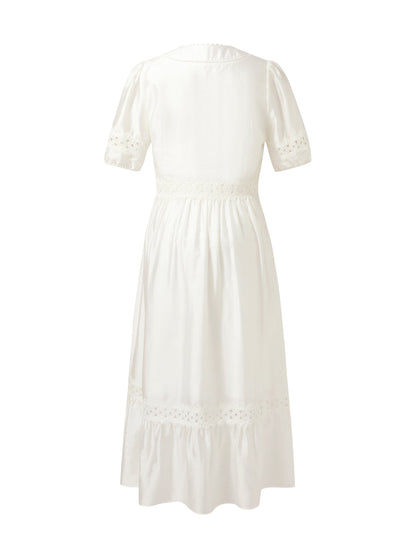 Tencel Blend Patchwork Lace Women Maxi Dress