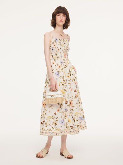 Tencel Blend Cardigan And Floral Print Strap Dress Two-Piece Set