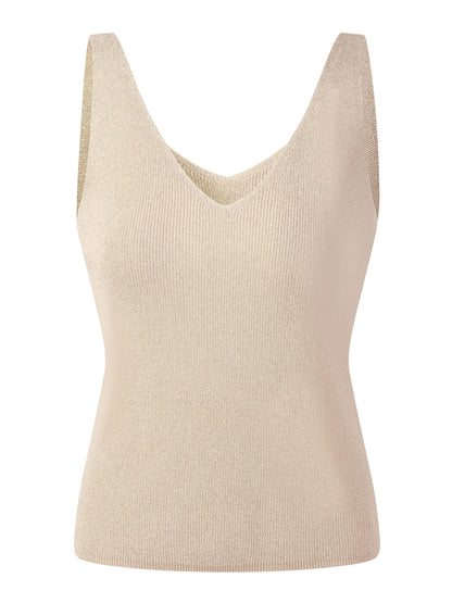 Glittering V-Neck Women Knit Tank Top
