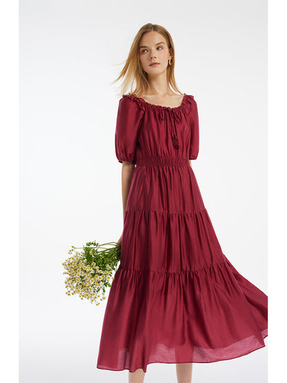 Tencel Ruffle Tiered Women Maxi Dress