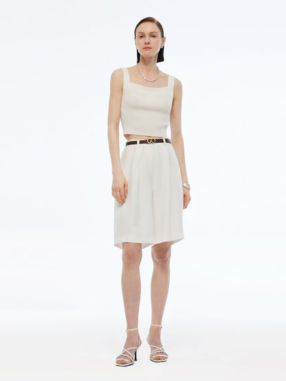 100% Acetate Women Knee Length Shorts
