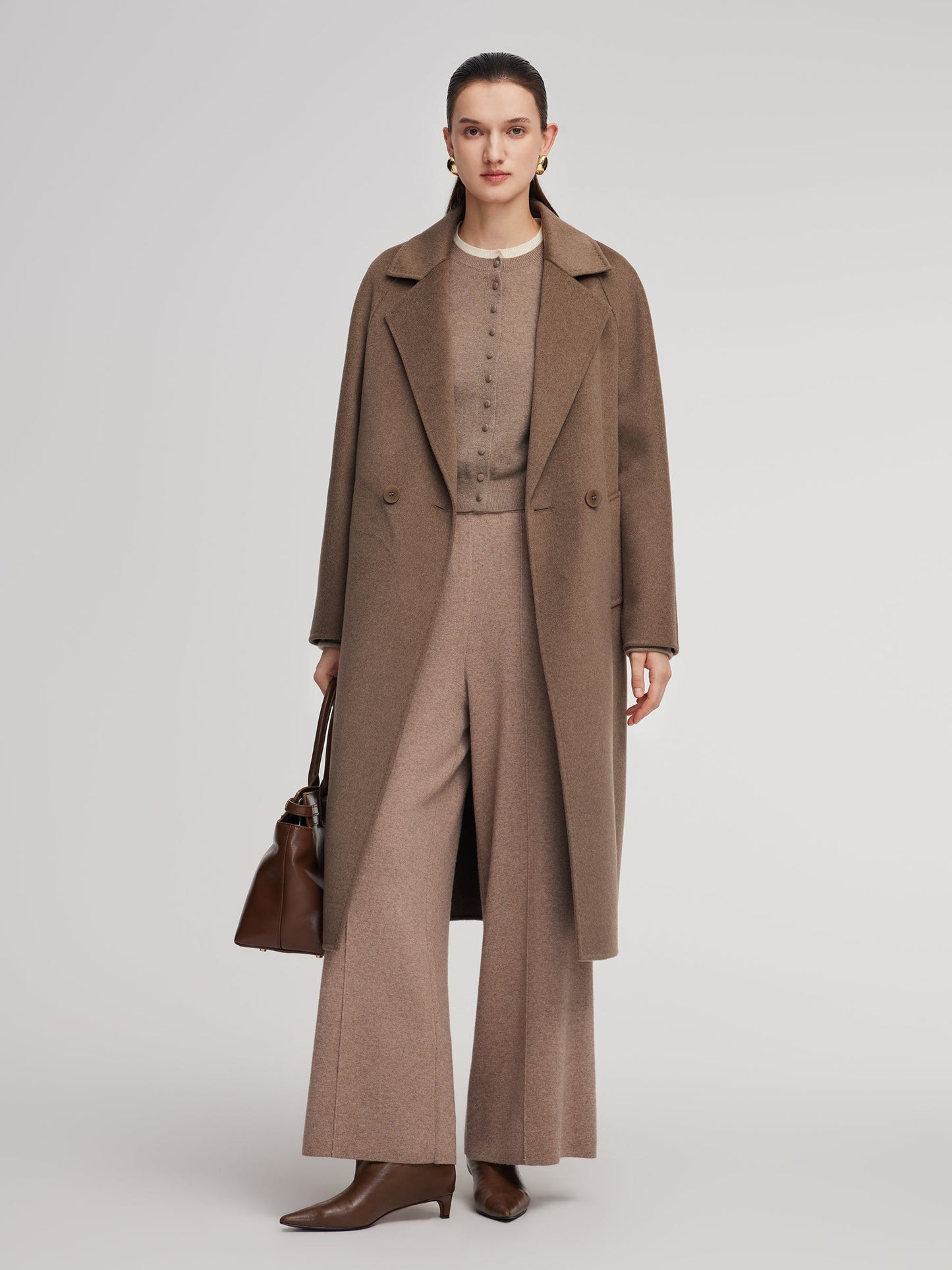 Cashmere Wool Blend H-Line Women Overcoat
