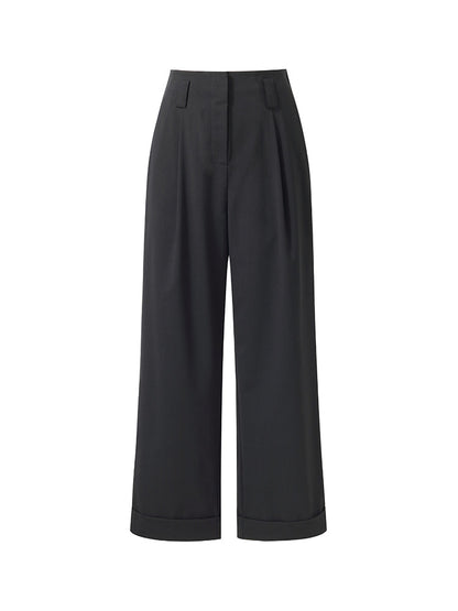 Machine Washable Wool Blend Women Straight Ankle Length Pants