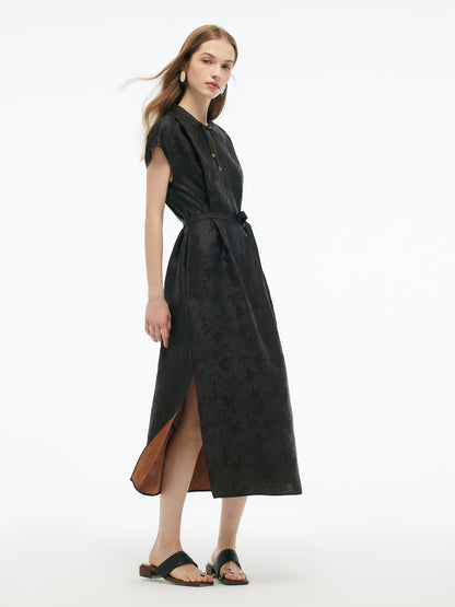 19MM Gambiered Canton Gauze Women Qipao Maxi Dress