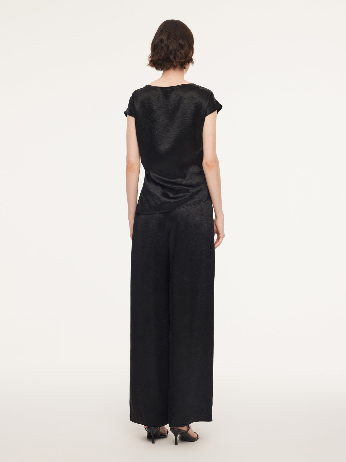 100% Acetate Ruched Side Top And Pants Two-Piece Set