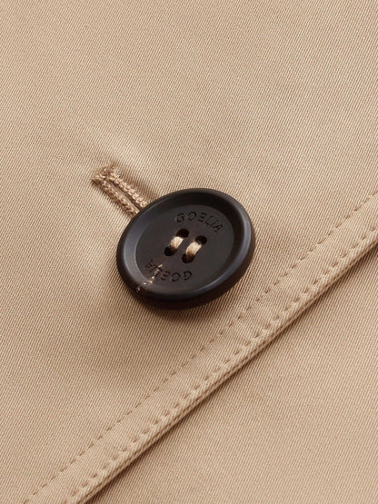 Cotton Self-Tie Belt Women Long Trench Coat