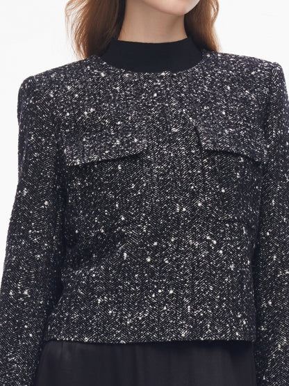 Wool Blend Round Neck Women Jacket