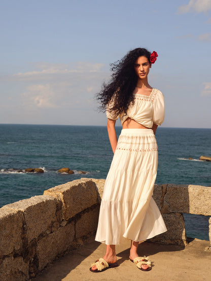Acetate Blend Women Embroidered Skirt